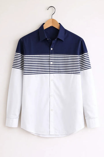 Men’s Navy & White Striped Panel Shirt