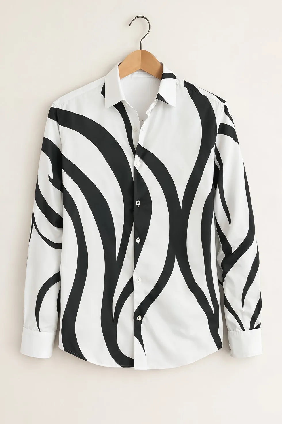 Men’s Black & White Abstract Print Shirt