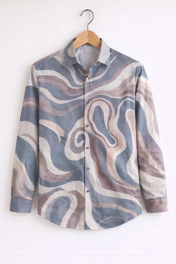 Men’s Abstract Wave Print Shirt