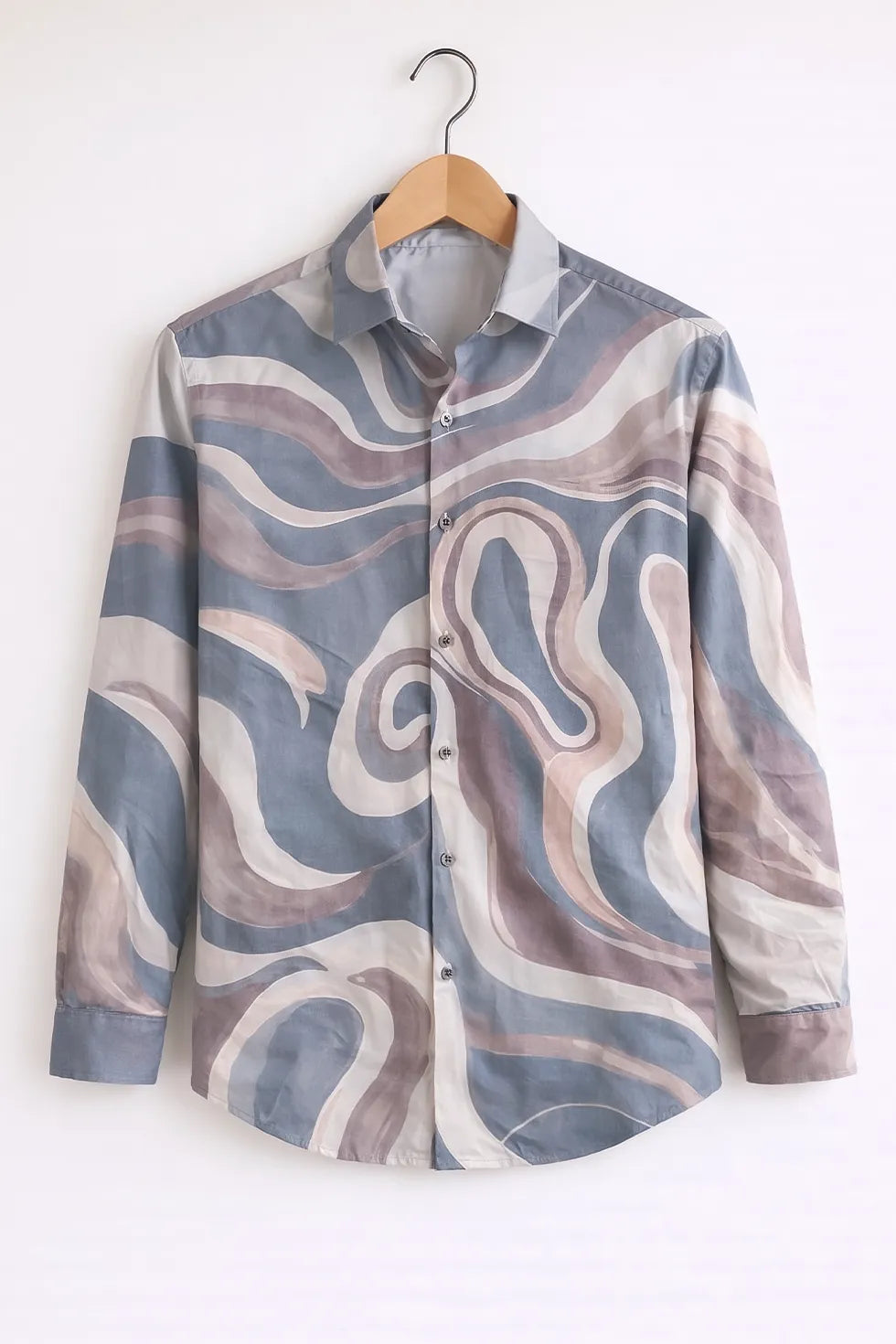 Men’s Abstract Wave Print Shirt
