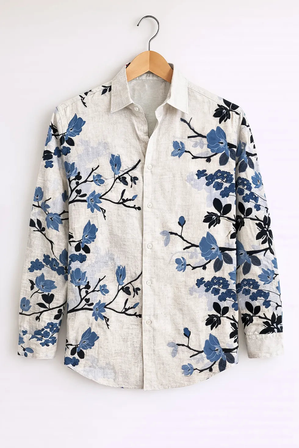 Men’s Blue Blossom Print Shirt