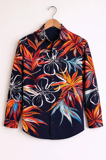 Men’s Navy Tropical Floral Print Shirt