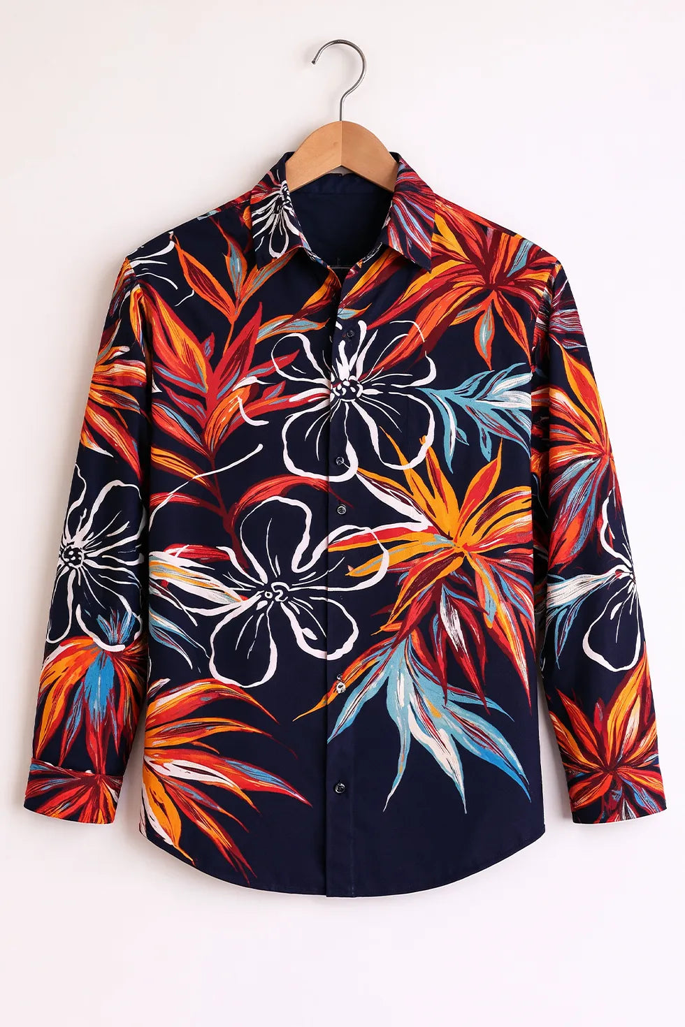Men’s Navy Tropical Floral Print Shirt