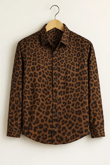 Men’s Luxury Brown Leopard Print Shirt