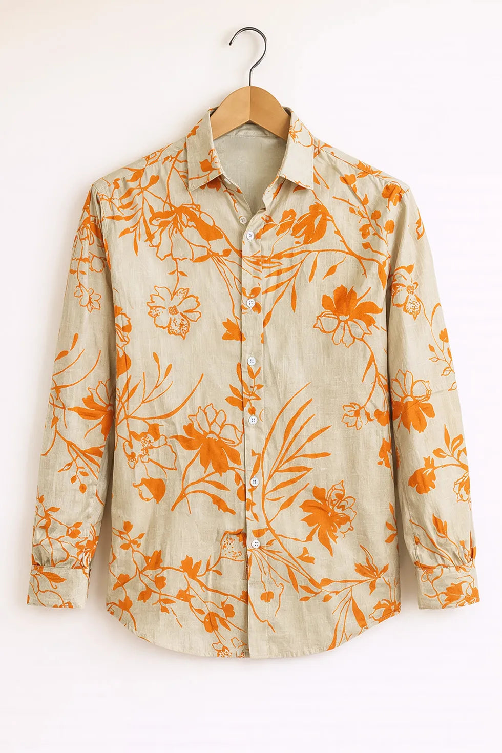 Men’s Beige Floral Print Shirt
