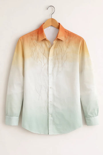 Men’s Ombre Gradient Embroidered Shirt