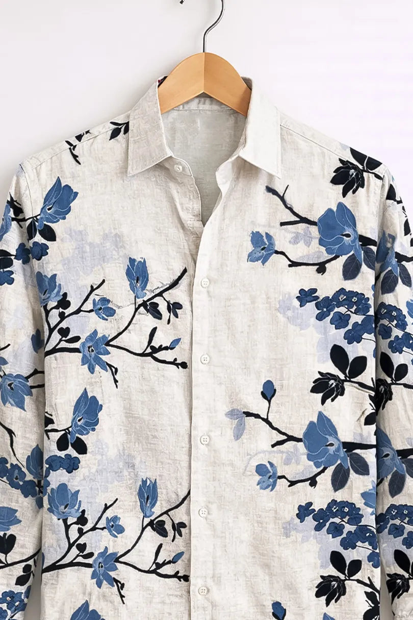 Men’s Blue Blossom Print Shirt