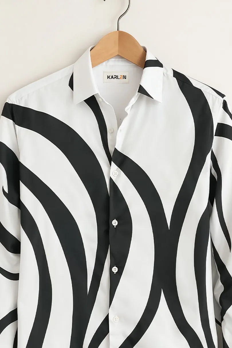 Men’s Black & White Abstract Print Shirt