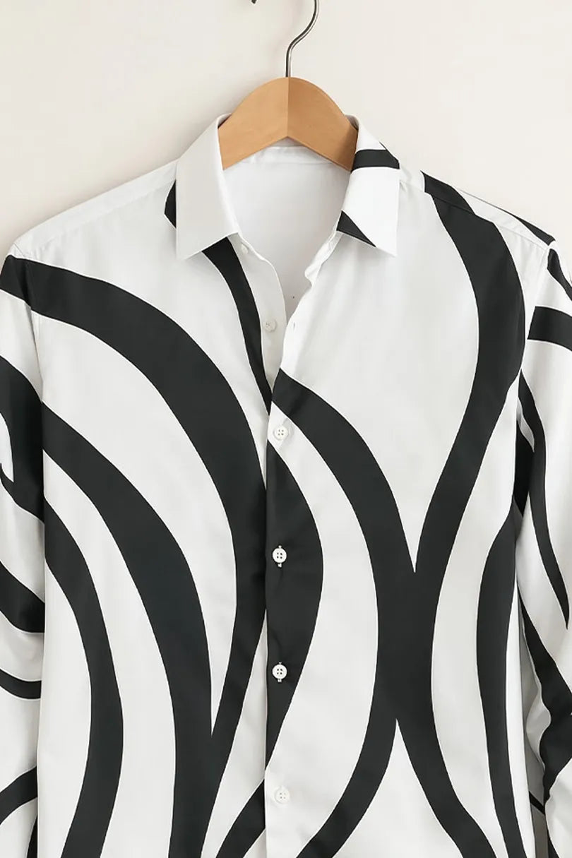 Men’s Black & White Abstract Print Shirt