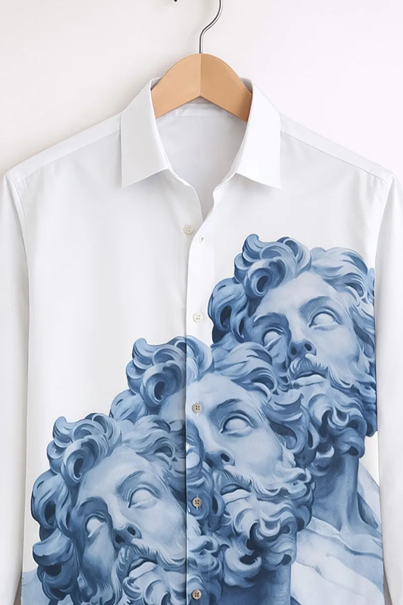 Men’s White Classical Statue Art Shirt