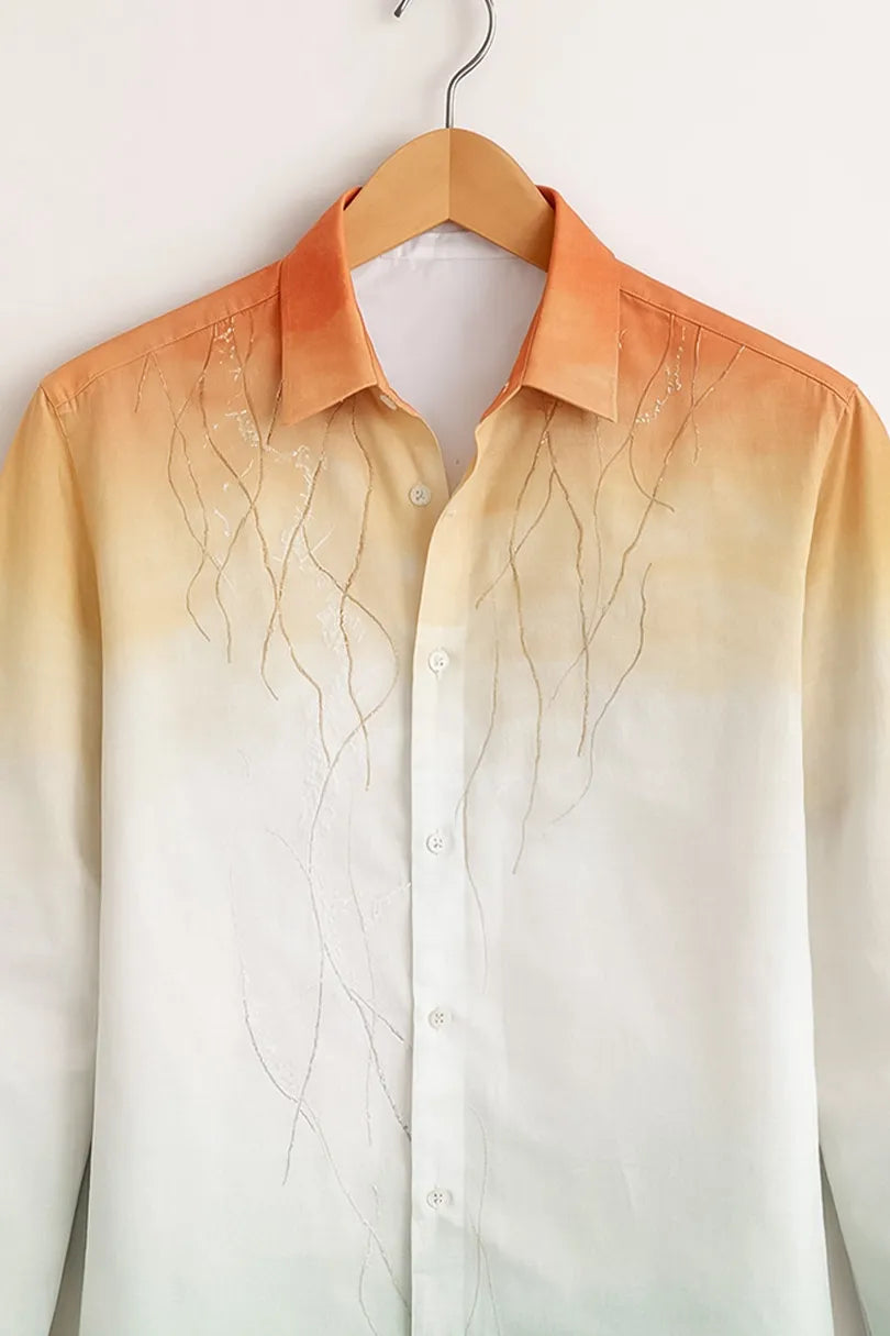Men’s Ombre Gradient Embroidered Shirt