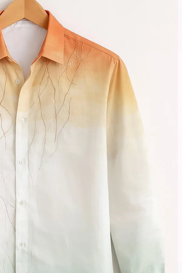 Men’s Ombre Gradient Embroidered Shirt