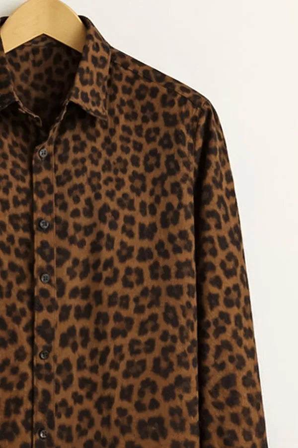Men’s Luxury Brown Leopard Print Shirt
