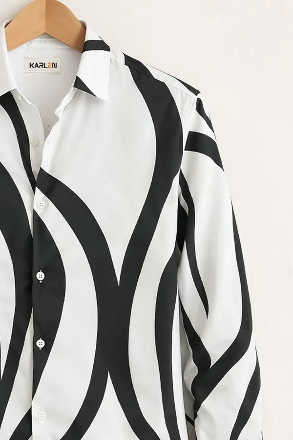 Men’s Black & White Abstract Print Shirt
