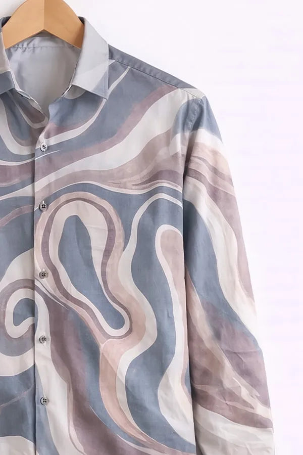 Men’s Abstract Wave Print Shirt