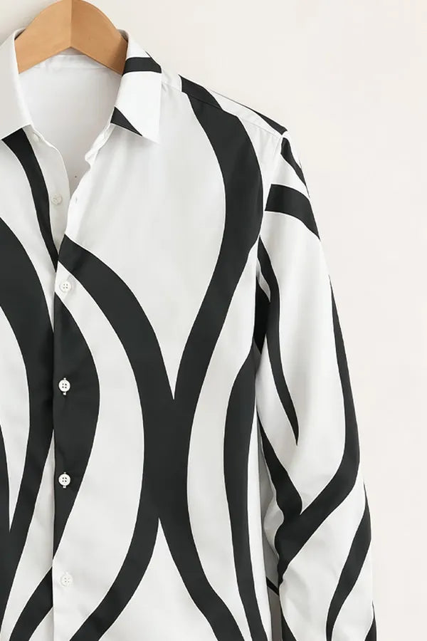 Men’s Black & White Abstract Print Shirt