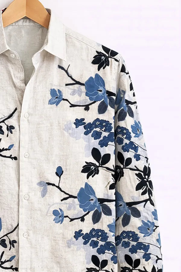 Men’s Blue Blossom Print Shirt